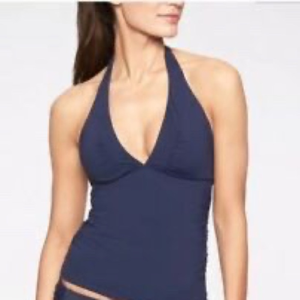 Athleta Shirrendipity Halter Tankini Navy Blue New